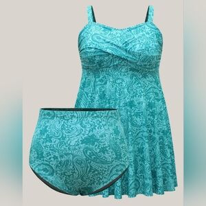 BloomChic Paisley Print Twist Front Swim Dress
